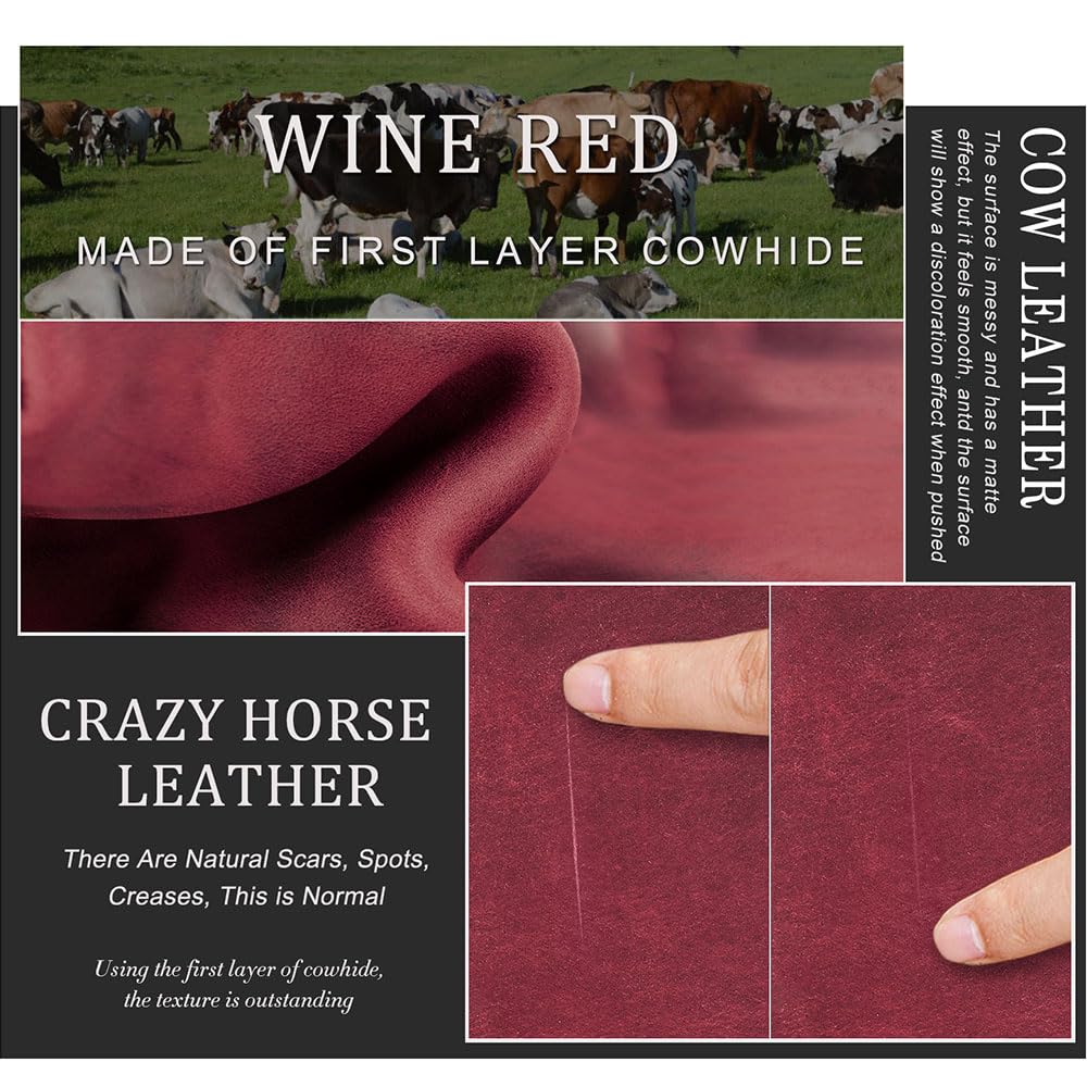 Full Grain Leather Passport Holder Compatible with Airtag Passport Wallet RFID Blocking Travel Passport Cover with SIM Card Removal Tool (Wine Red / Plain- Snap)