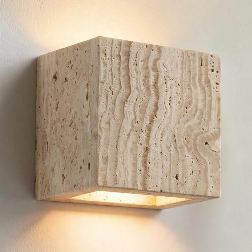 Natural Travertine Wall Sconce Half Moon Hardwired Stone Lights
