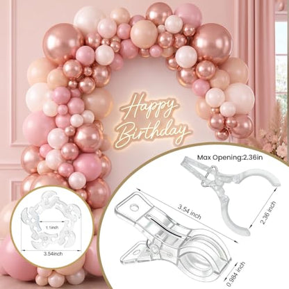 6 Pack Large Balloon Arch Clips with 50 Pcs Balloon Clips for Backdrop