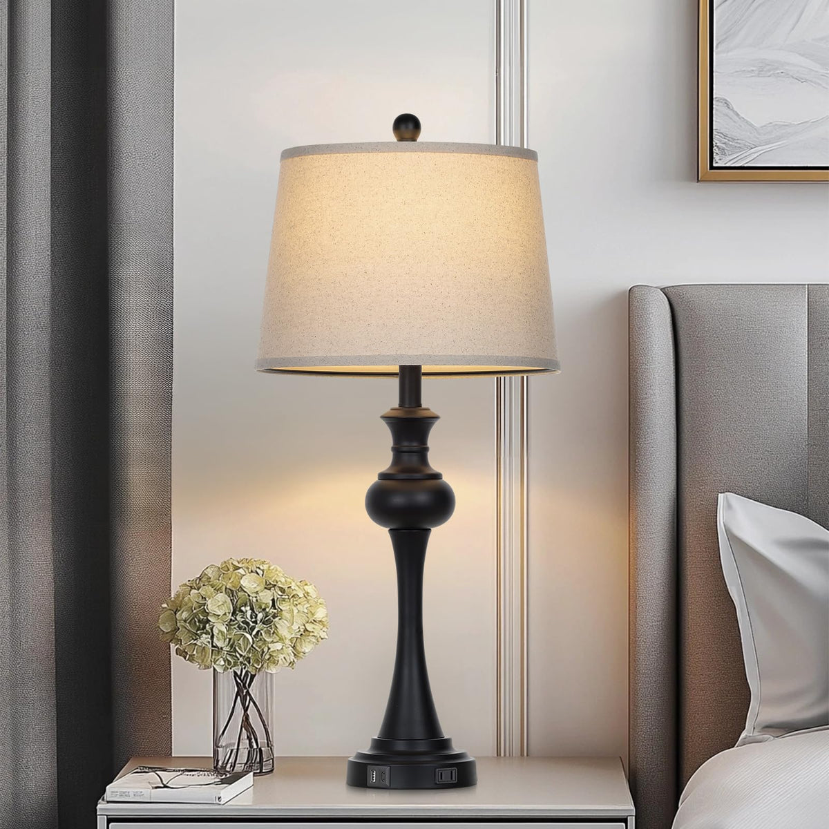 Black Table Lamps Set of 2 (Black-set of 2)