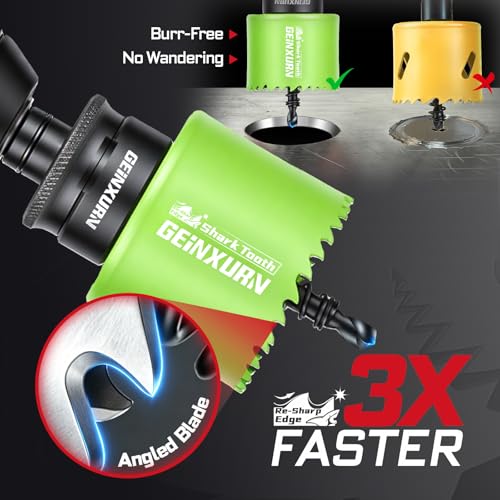 2-1/8 Inch(54mm) Hole Saw, 2PCS HSS Bi-Metal Hole Saw Kit with Shark Tooth Hole Cutter for Wood,Drywall, PVC Boards and Thin Metal (2 PCS 2-1/8")