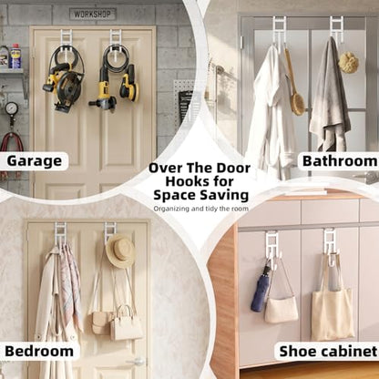 2 Packs Over the (White / Long hooks-2 Packs Fit 1 1/2" Interior Door)