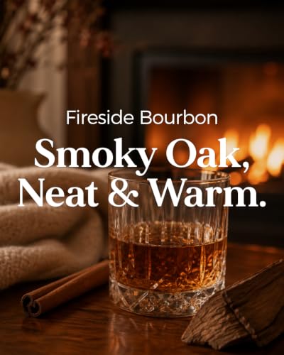 Fireside Bourbon Scented Candle Smoky Oak for Winter Christmas Gift (Medium Jar / Fireside BourbonNew)