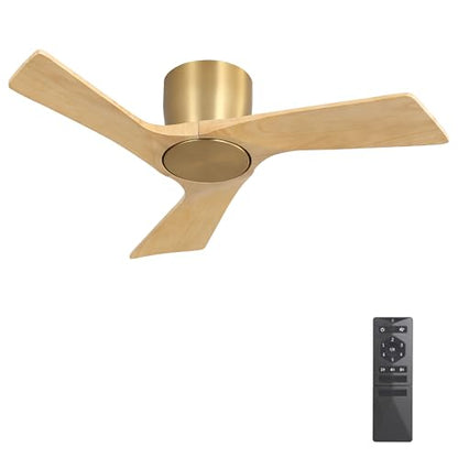 36 Inch Ceiling Fan without Light (Gold/Light Oak / 36")