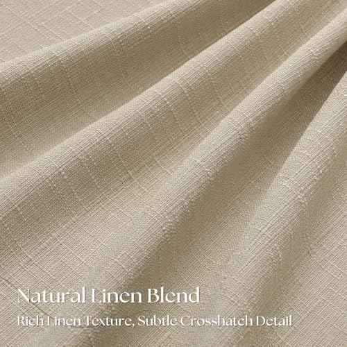 Beige Oatmeal Linen Blackout Pleated 86 Inch Curtains for Living Room Darkening Pinch Pleat 100% Black Out Drapes Thermal Insulated Soundproof Farmhouse 86 Length 50 Wide Curtain for Dining Bedroom (Oatmeal / 50"W x 86"L (Pack of 2))