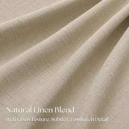 Beige Oatmeal Linen Blackout Pleated 86 Inch Curtains for Living Room Darkening Pinch Pleat 100% Black Out Drapes Thermal Insulated Soundproof Farmhouse 86 Length 50 Wide Curtain for Dining Bedroom (Oatmeal / 50"W x 86"L (Pack of 2))