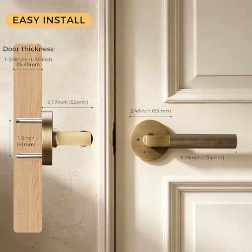 Knurled Brass Privacy Door Lever