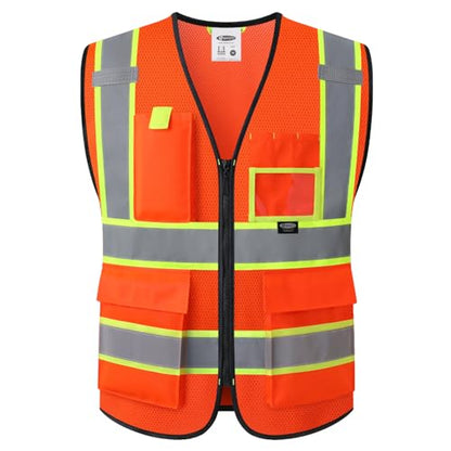 Safety Vest for men women Reflective Vest with Pockets and Zipper High Visibility Vests BX340