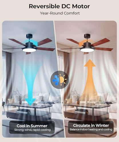 RGBCW Smart 52" 2600LM LED Ceiling Fan Light with Remote