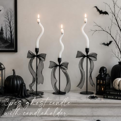 Halloween Decorations indoor (Ghost Candles With Candleholder-3pcs)