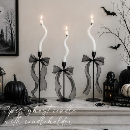 Halloween Decorations indoor (Ghost Candles With Candleholder-3pcs)