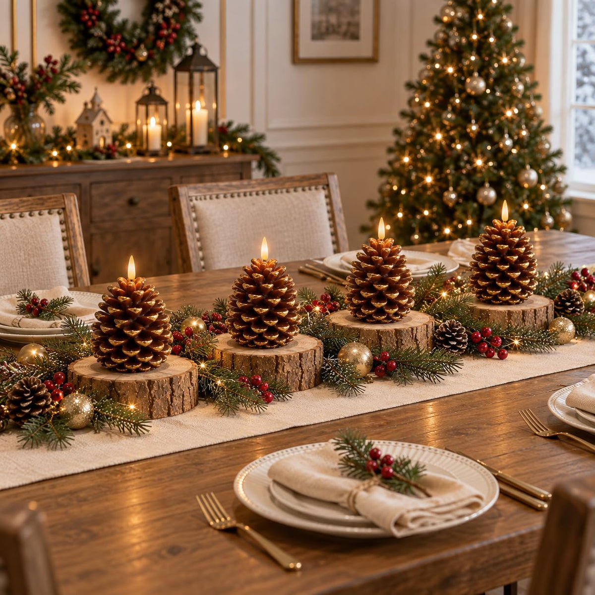 Flameless Pinecone Candles (Brown)