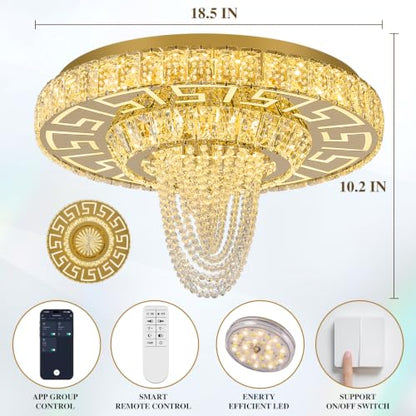 Modern Chandelier Flush Mount Crystal Ceiling Light Fixture