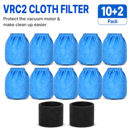 VRC2 Cloth Vacuum Filters + VFF21 Foam Filters Compatible with Vacmaster 1.5