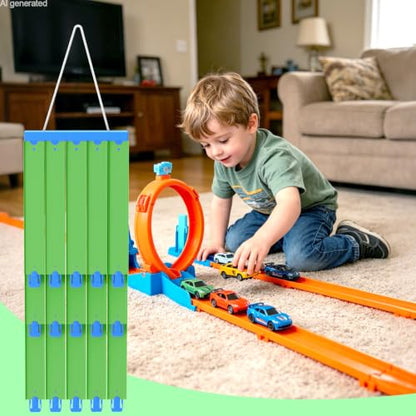 Wall Mounted Track Storage Organizer Compatible with Hot Wheels Race Tracks