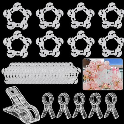6 Pack Large Balloon Arch Clips with 50 Pcs Balloon Clips for Backdrop