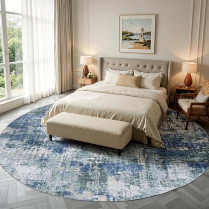 8ft Round Rug (Blue & Green / 8' (Round))
