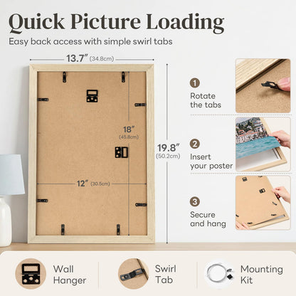 30Pack 12x18 Poster Frame 12x18 Frame Light Oak Solid Wood (White Oak / 12x18)