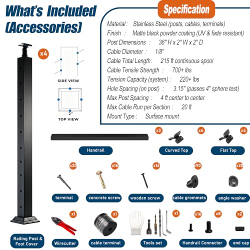 36" Stair Railing Post Kits