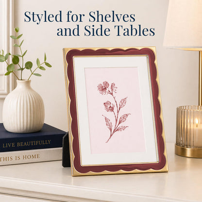 5x7 Scalloped Enamel Picture Frame (Oxblood Burgundy / 5x7)