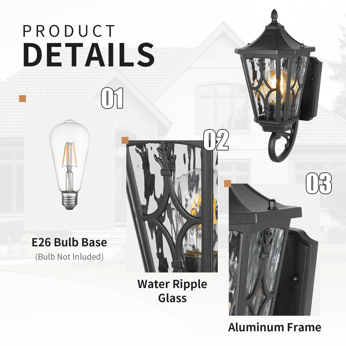 23" Outdoor Wall Light Fixtures (10-BK-L)