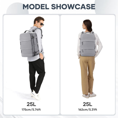 Travel Backpack For Women Men (Grey / 25 liters)