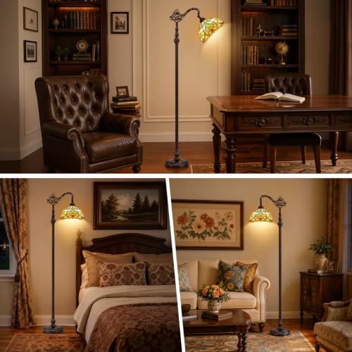 Tiffany Style Stained Glass Arc Floor Lamp