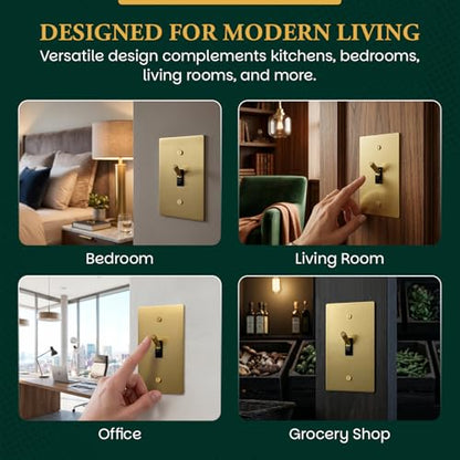 Solid Brass Gold Metal Toggle Light Switch