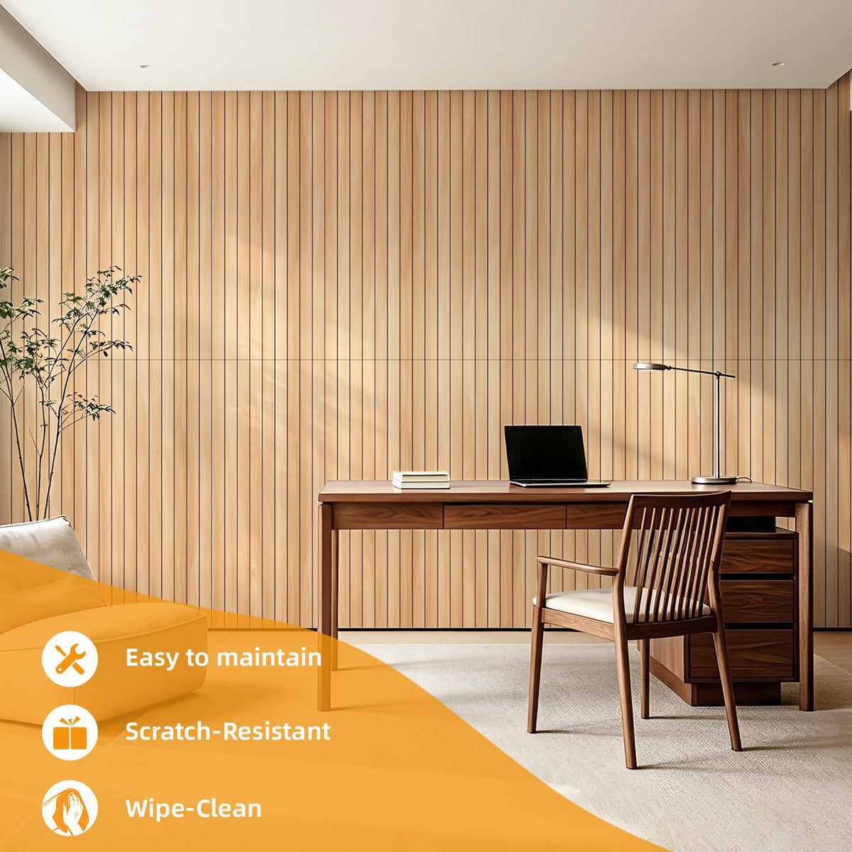 6 Pack Peel and Stick PVC Wood Slat Wall Panel (Oak)