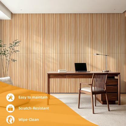 6 Pack Peel and Stick PVC Wood Slat Wall Panel (Oak)