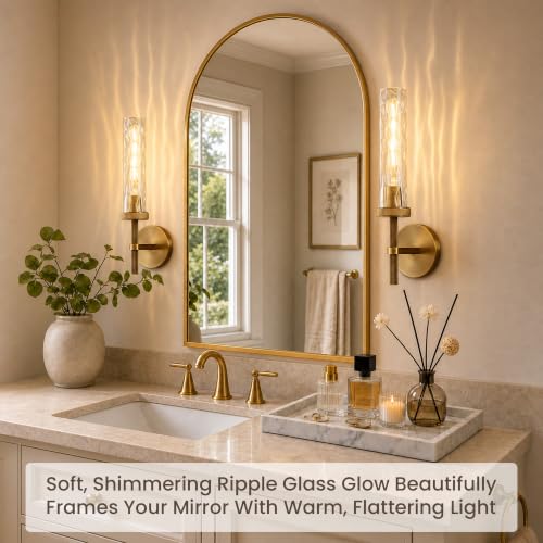 Bathroom Sconce with Water Ripples Glass Tube