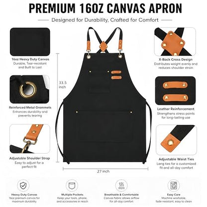 16oz Canvas Work Apron with Cross Back