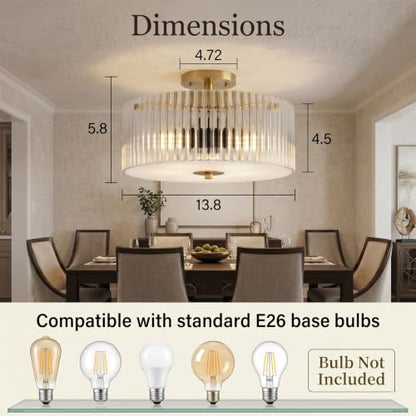 13.8" Gold Flush Mount Ceiling Light