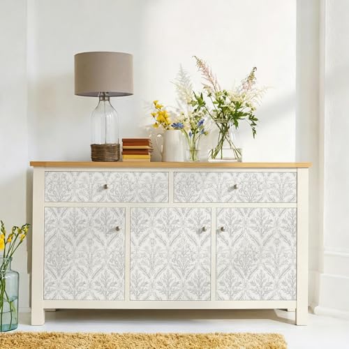 Peel and Stick Wallpaper Vintage Boho Beige Leaf Contact Paper Floral Thicken Self Adhesive Decorative Flower Peel and Stick Wallpaper Removable for Bedroom Bathroom Cabinets Botanical Roll