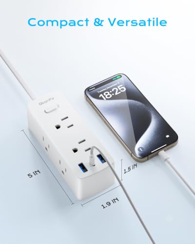 Power Strip with European Travel Plug Adapter
