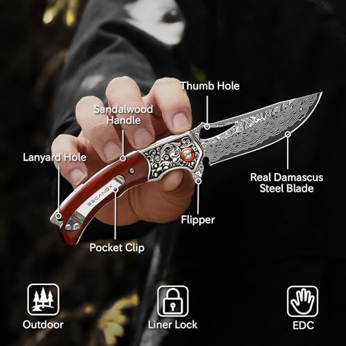 Damascus Pocket Knife for Men
