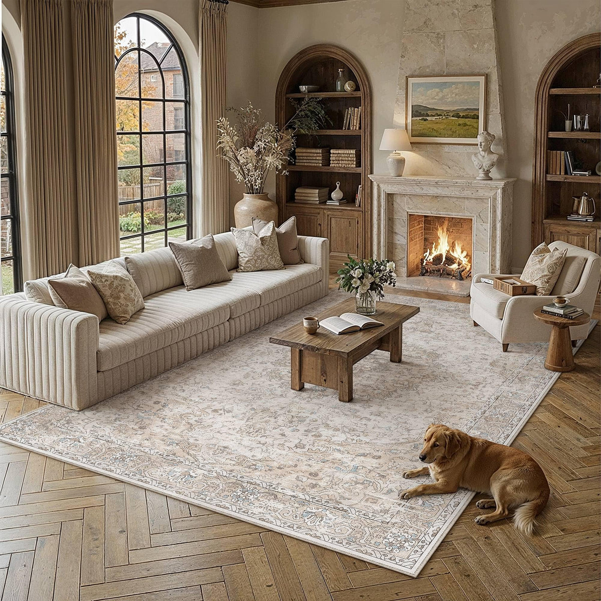 Beige Area Rugs 6x9 Washable Rug Indoor Carpet (Multi Beige / 6' x 9' (Rectangular))