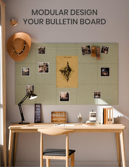 Felt Bulletin Board & Cork Board Alternative 48'' x 36'' (Sage-1 / Solid tile 6-pack)