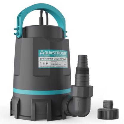 Sump Pump Submersible Water Pump Thermoplastic Portable Utility Pump High Flow Water Removal for Swimming Pool Garden Pond Basement Window Wells with 10ft Long Power Cord