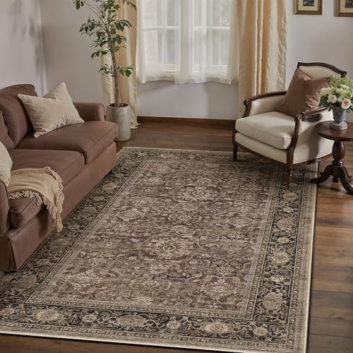 Brown Washable 4x6 Area Rugs for Living Room Bedroom (Retro | Brown / 4' x 6' (Rectangular))