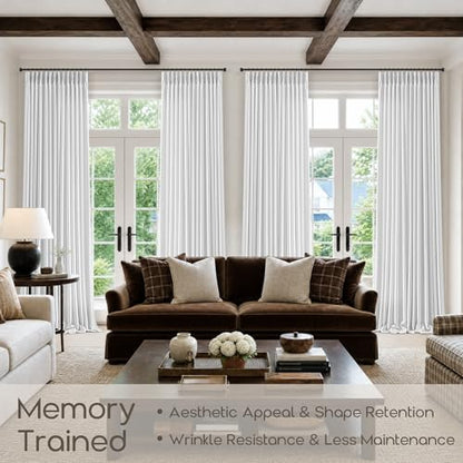 Pinch Pleated Linen Snow White Light Filtering Curtains 105 Inches Long (Snow White / 40"W x 105"L (Pack of 2))