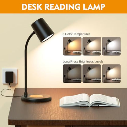 LED Desk Lamp with Speaker 3 Light Colors (Black)