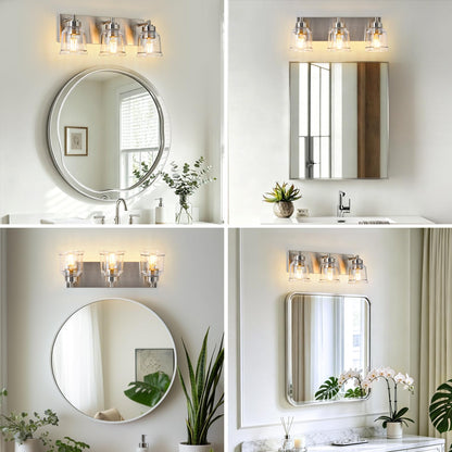 Brushed Nickel Bathroom Light Fixtures (Brushed Nickel / 3 Lights)
