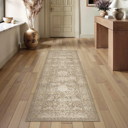 Hallway Runner Rugs 2x6 Beige Vintage Rug (Retro | Beige / 2' x 6' (Runner))