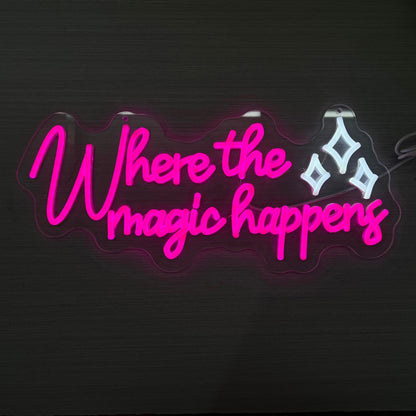 Where the magic happens Neon Sign Home Party Bedroom Bar Accent‑17.7"x7.9" (Where The Magic Happens)