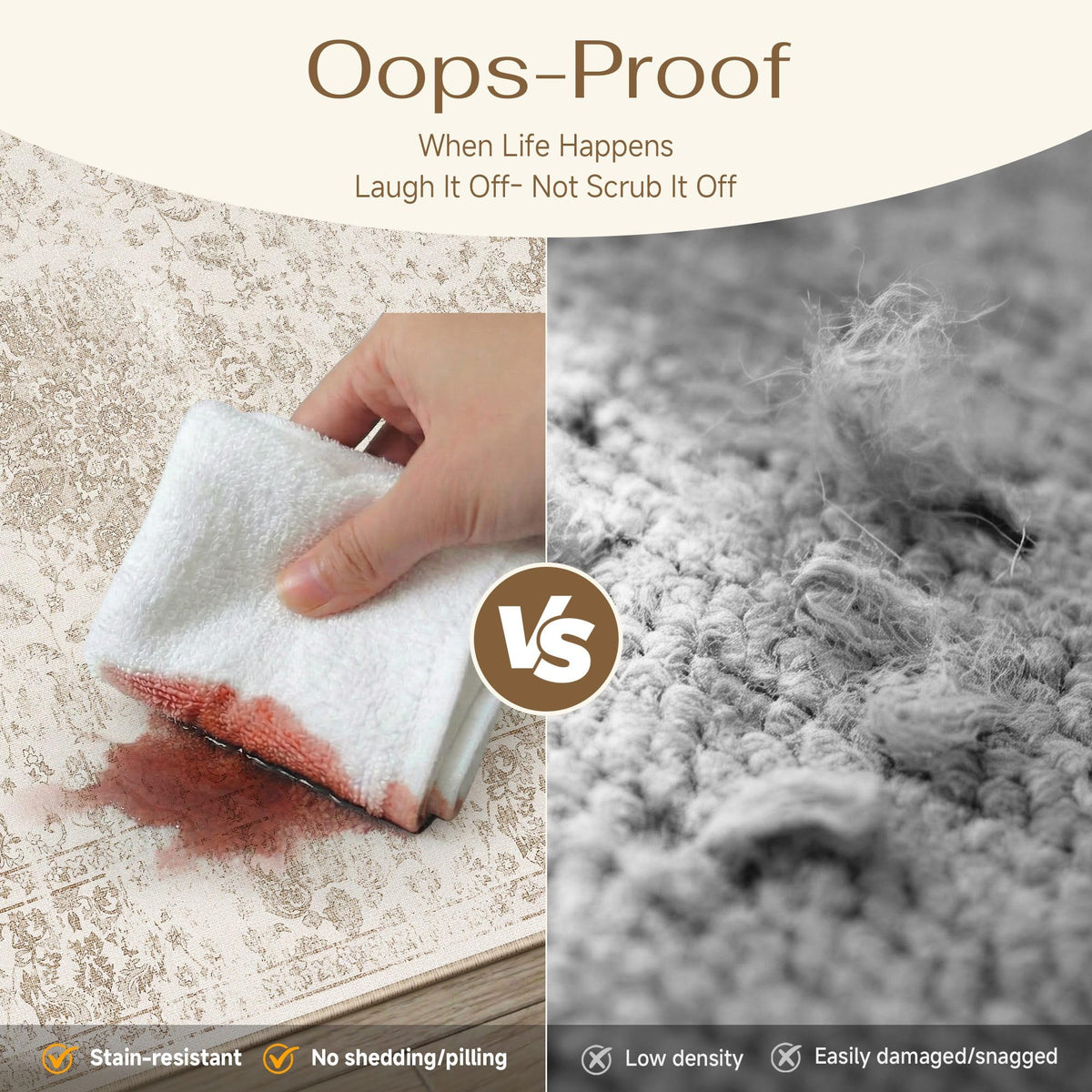 Light Brown 6x9 Area Rug Washable for Living Room (Y| Light Brown / 6' x 9' (Rectangular))