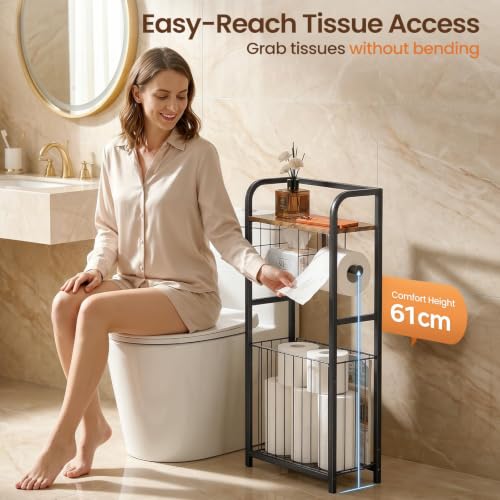 Freestanding Toilet Paper Holder Stand with Storage