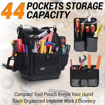 Electrician Tool Bag HVAC Tool Bags with Hard Bottom