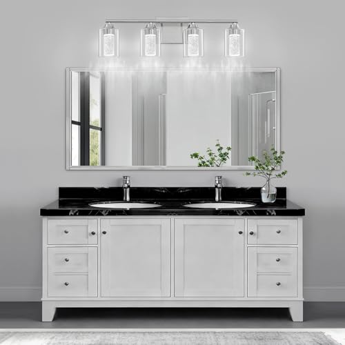 4 Light Brushed Nickel Bathroom Vanity Light with 3 Color Modes (4-light / Brushed Nickel)