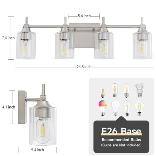 4 Light Modern Bathroom Vanity Light (4-light / Brushed Nickel)